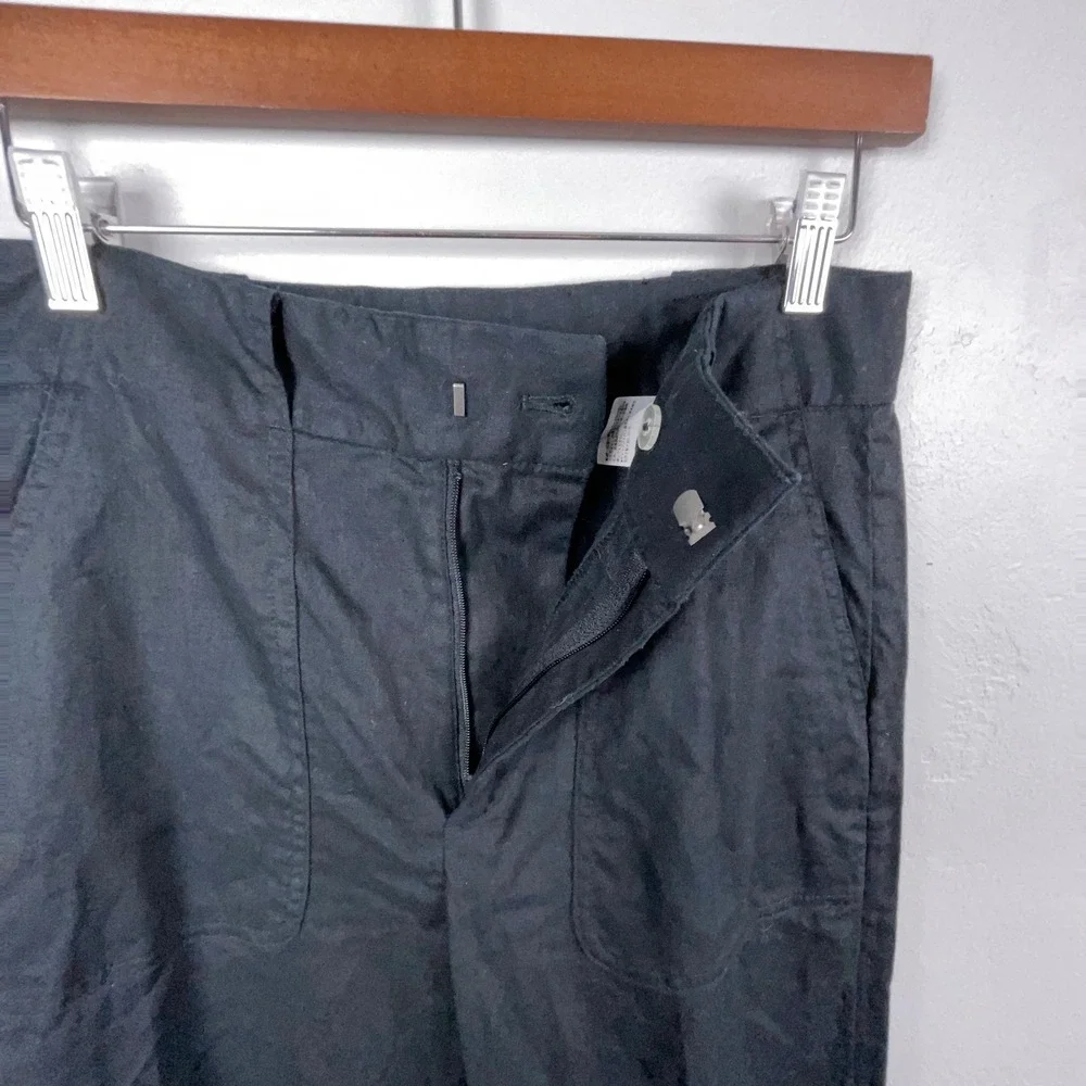Banana Republic Pants Women 4 Black Slim Stretch Linen Blend Professional Office